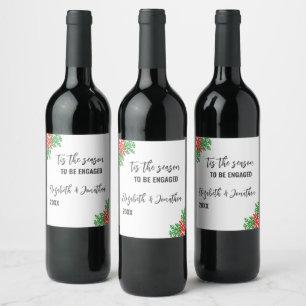 Tis The Season Christmas Engagement Party Wine Label