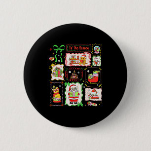 Tis The Season Christmas Gingerbread Santa Book Te 2 Inch Round Button