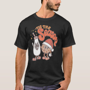 Tis The Season Christmas Milk And Cookies Cute Ret T-Shirt