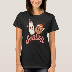 Tis the Season Christmas Milk and Cookies Retro T-Shirt