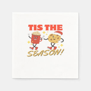Tis The Season Christmas Retro Characters Napkin