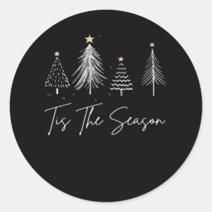 Tis The Season Christmas Retro Classic Round Sticker