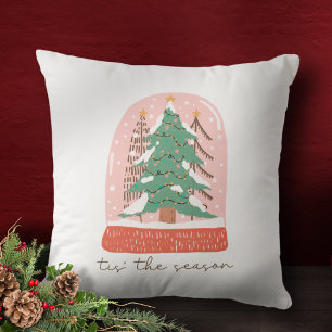 Tis The Season Christmas Snow Globe Holiday Throw Pillow