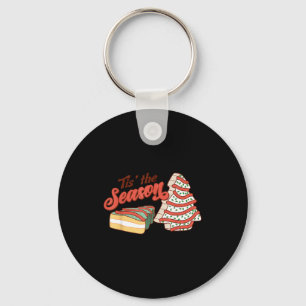 Tis' The Season Christmas Tree Cakes Xmas Pajamas Keychain