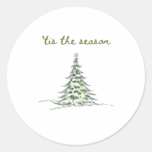 Tis The Season Christmas Tree Debbie Groovy Santa Classic Round Sticker