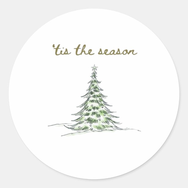 Tis The Season Christmas Tree Debbie Groovy Santa Classic Round Sticker (Front)