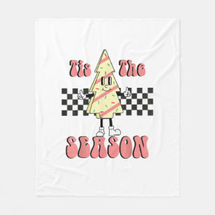 Tis The Season Christmas Tree Groovy Retro Debbie  Fleece Blanket