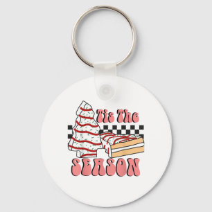 Tis The Season Christmas Tree Groovy Retro Debbie  Keychain