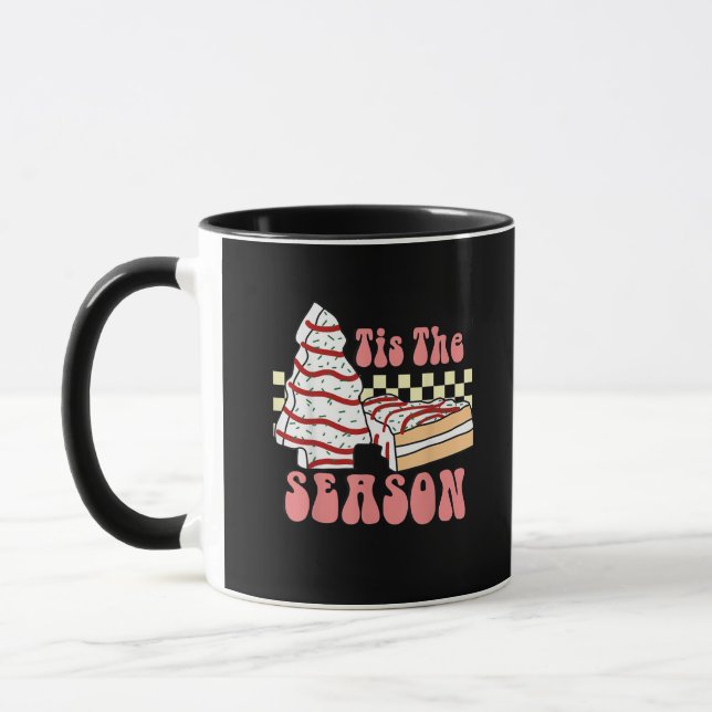 Tis The Season Christmas Tree Groovy Retro Debbie  Mug (Left)
