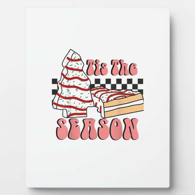 Tis The Season Christmas Tree Groovy Retro Debbie  Plaque (Front)