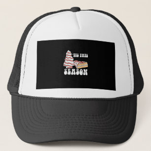 Tis The Season Christmas Tree Groovy Retro Vintage Trucker Hat