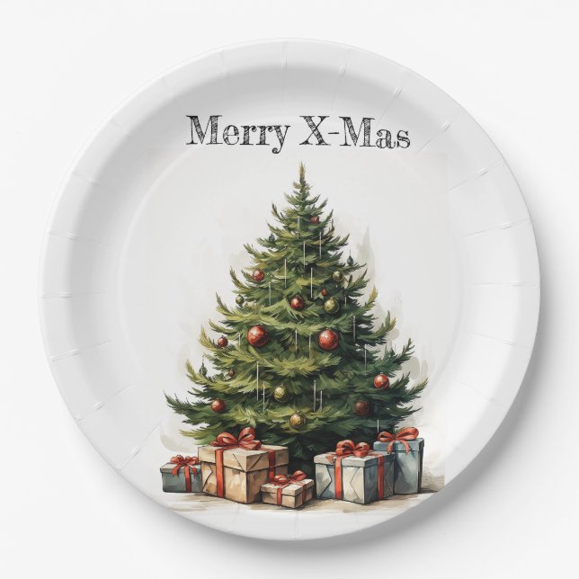 🎄🍽️ 'Tis the Season Christmas Tree Paper Plates  (Front)