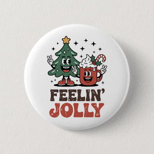 Tis The Season Christmas Tree Santa Hat Coffee 2 Inch Round Button