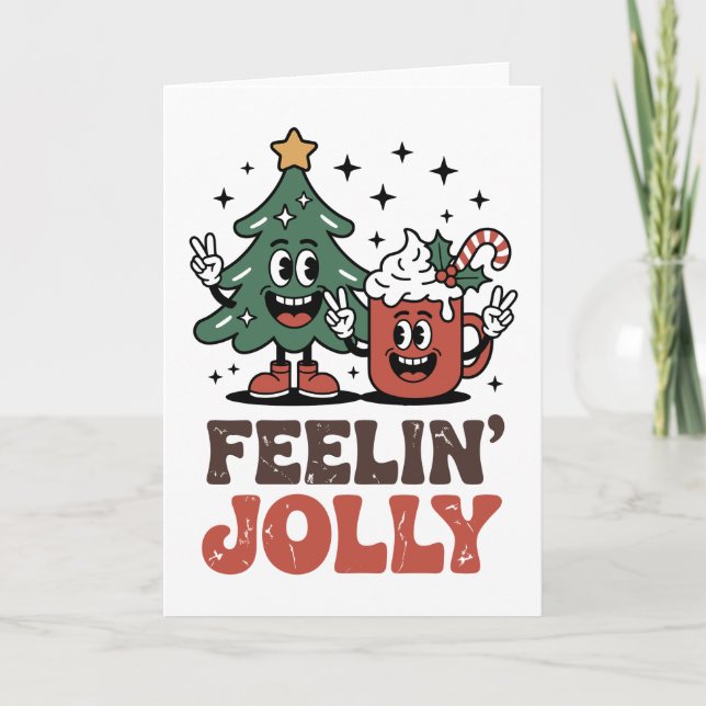 Tis The Season Christmas Tree Santa Hat Coffee Card (Front)