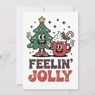 Tis The Season Christmas Tree Santa Hat Coffee Holiday Card