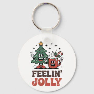 Tis The Season Christmas Tree Santa Hat Coffee Keychain