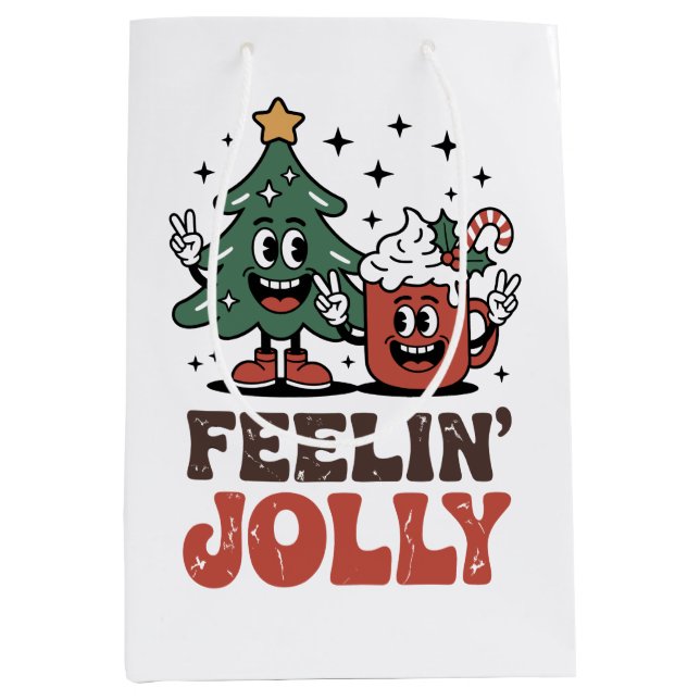 Tis The Season Christmas Tree Santa Hat Coffee Medium Gift Bag (Front)