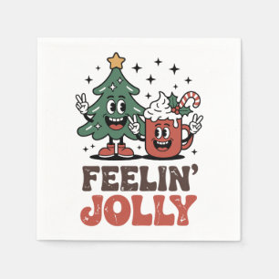 Tis The Season Christmas Tree Santa Hat Coffee Napkin