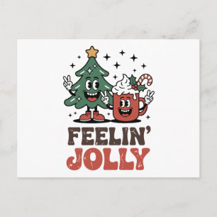 Tis The Season Christmas Tree Santa Hat Coffee Postcard