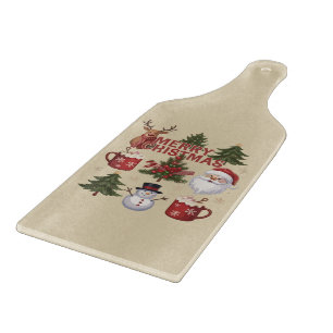 Tis The Season Christmas Tree Santa Latte Xmas Cutting Board