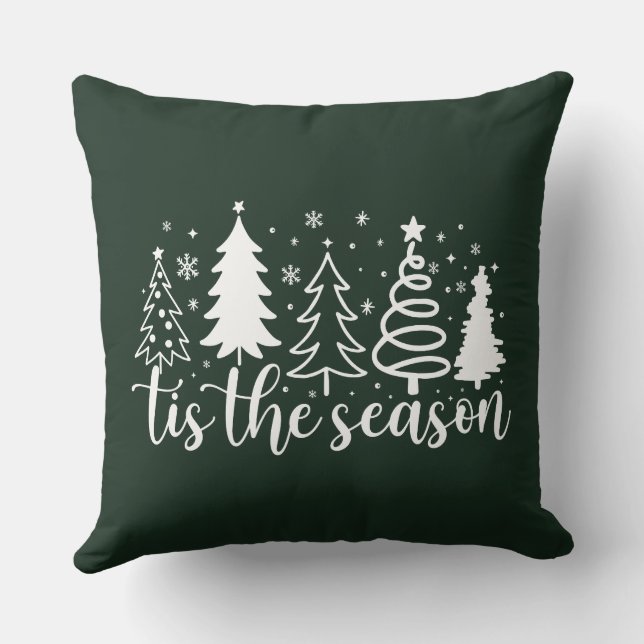 Tis The Season Christmas Tree Throw Pillow (Back)