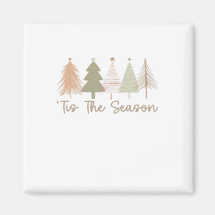 Tis The Season Christmas Trees Whimsical Christmas Magnet