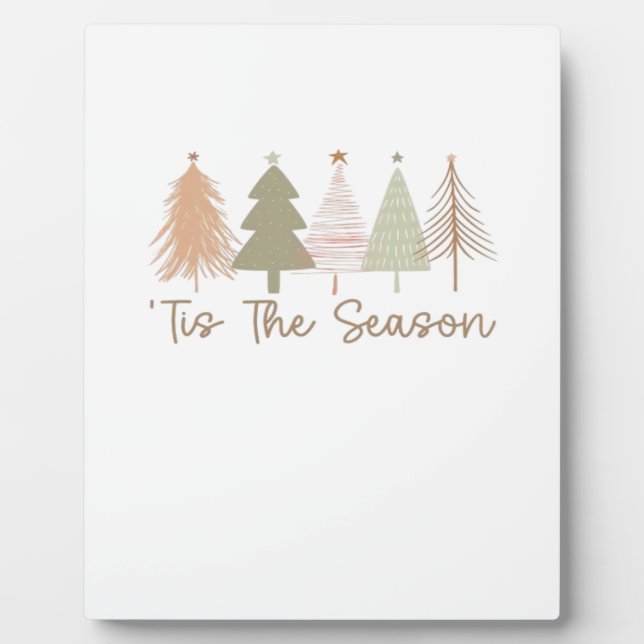 Tis The Season Christmas Trees Whimsical Christmas Plaque (Front)