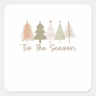 Tis The Season Christmas Trees Whimsical Christmas Square Sticker
