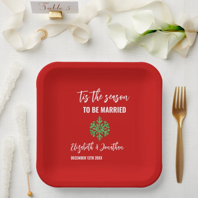 Tis The Season Christmas Wedding Paper Plate (Wedding)