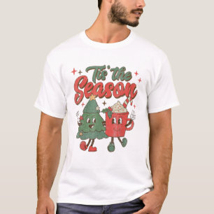 Tis The Season Coffee Christmas Funny Snowman Sant T-Shirt