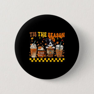 Tis' The Season Coffee Pumpkin Border Collie Hallo 2 Inch Round Button