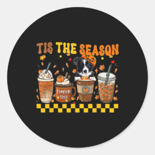 Tis' The Season Coffee Pumpkin Border Collie Hallo Classic Round Sticker