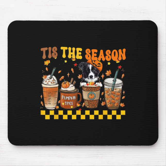 Tis' The Season Coffee Pumpkin Border Collie Hallo Mouse Pad (Front)