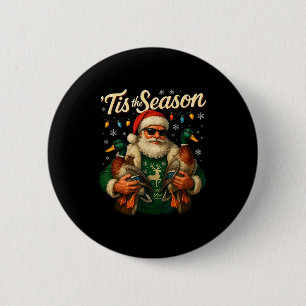 Tis The Season Cool Santa Duck Christmas Design 2 Inch Round Button
