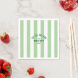 Tis The SeaSon Custom Beach Christmas Green Stripe Napkin<br><div class="desc">The ’Tis The Sea-Son Custom Beach Christmas Green Cabana Stripe Napkins bring festive flair and seaside charm to your holiday celebrations. Featuring a playful pink stripe design with customizable beach name and year, these durable paper napkins are perfect for serving cocktails, appetizers, or desserts. A fun blend of coastal style...</div>