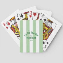 Tis The SeaSon Custom Beach Christmas Green Stripe