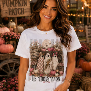 Tis The Season Cute Ghosts Pumpkin Patch Halloween T-Shirt