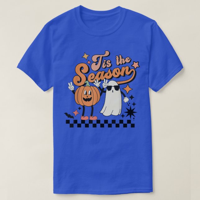 Tis The Season Cute Halloween Ghost Pumpkin Patch  T-Shirt (Design Front)