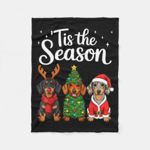 Tis The Season Dachshund Christmas Santa Weiner Do Fleece Blanket