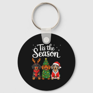 Tis The Season Dachshund Christmas Santa Weiner Do Keychain