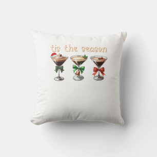 Tis The Season Espresso Cocktail Glasses Party Throw Pillow