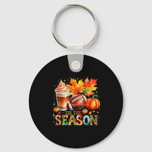 Tis The Season Fall Coffee Football Autumn Gift Keychain