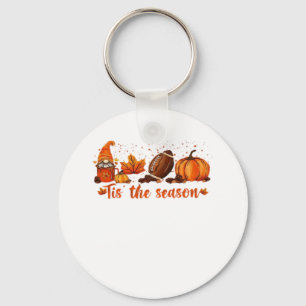 Tis The Season Fall Gnome Football Design Keychain