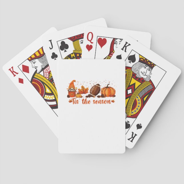 Tis The Season Fall Gnome Football Design Playing Cards (Back)