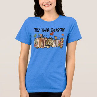 Tis the Season Fall Lattes Pumpkins and Football Tri-Blend Shirt