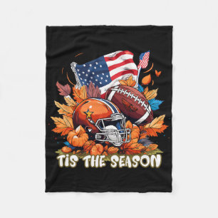 Tis The Season Fall Pumpkin Spice Footbyll Thanksg Fleece Blanket