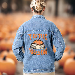 'Tis the season Fall Pumpkins Western Denim Jacket