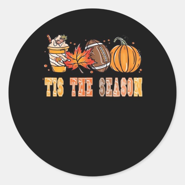 Tis The Season Football By Creative Classic Round Sticker (Front)