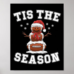 Tis The Season Football Christmas Santa Hat Poster