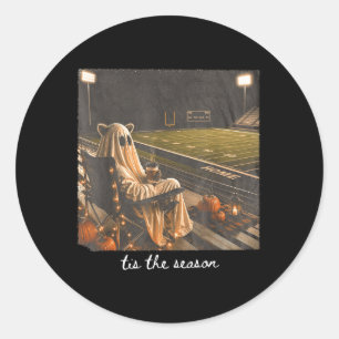 Tis The Season Football Fall Halloween Raccoon Classic Round Sticker
